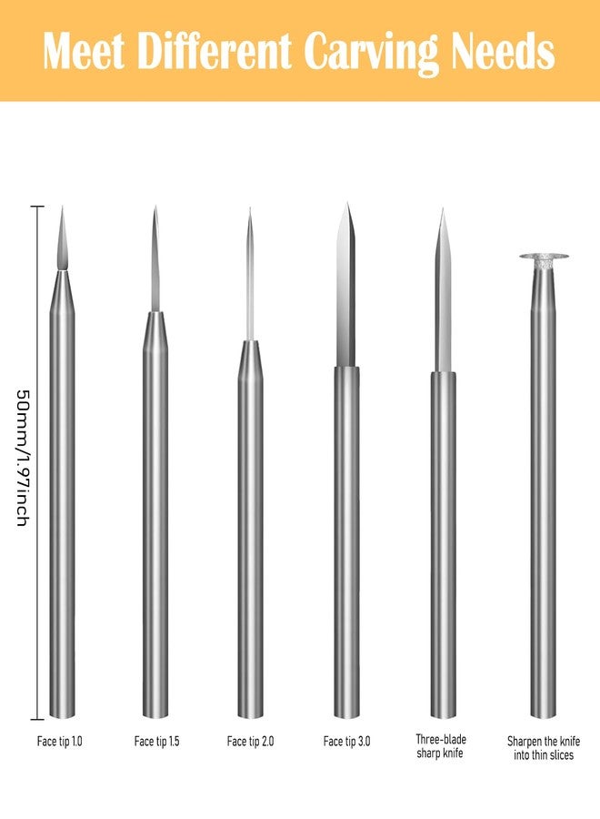 TecoKart® 6Pcs Wood Bits Detail Carving Tools Set, Stainless Steel Detailing Engraving Drill Bit, Grinding Tool Universal Shank for DIY Crafts - Image 3